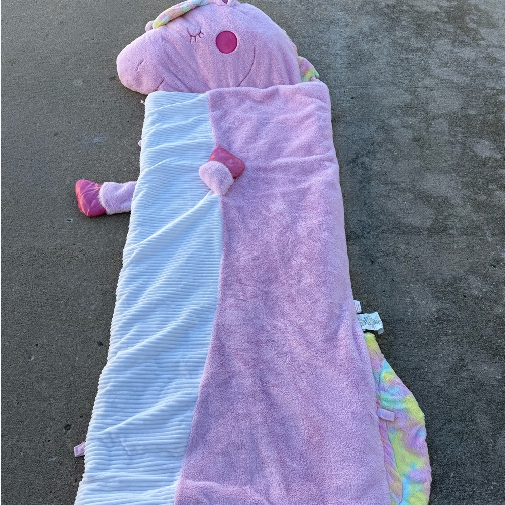 Hug Fun Pink Unicorn Plush Sleeping Bag - happy nappy nap sack slumber party
